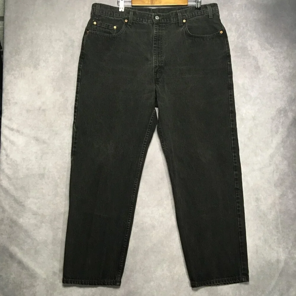 VTG Levis Mens 550 Relaxed Fit Black Jeans size 40x30 Cotton Denim Pants Zip Fly